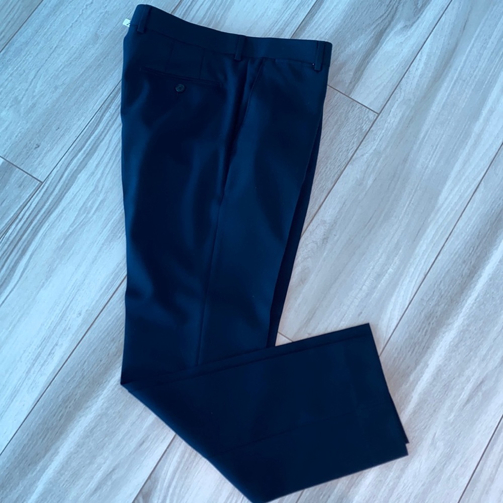 MENS NAVY BLUE WOOL DRESS PANTS 31
